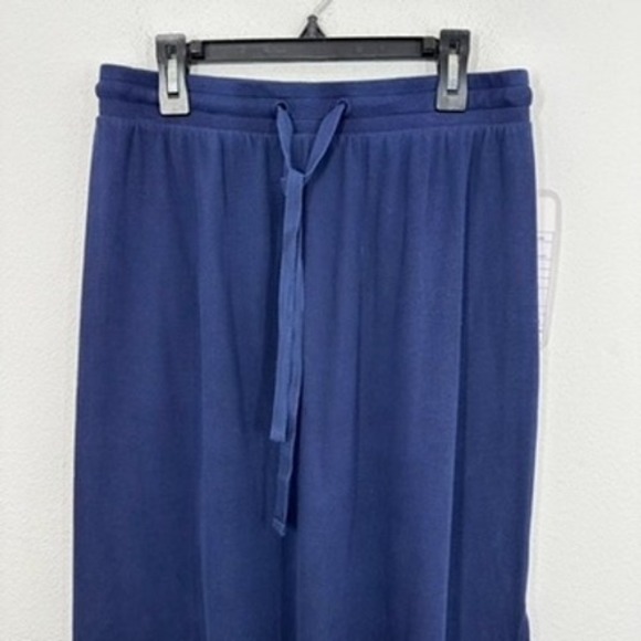 Caslon Navy Knit Ribbed Midi Skirt Side Slit Drawstring Waist Casual Comfort‎ - Picture 2 of 6